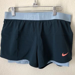 Nike Running Shorts/Spandex Blue/Light Blue Medium